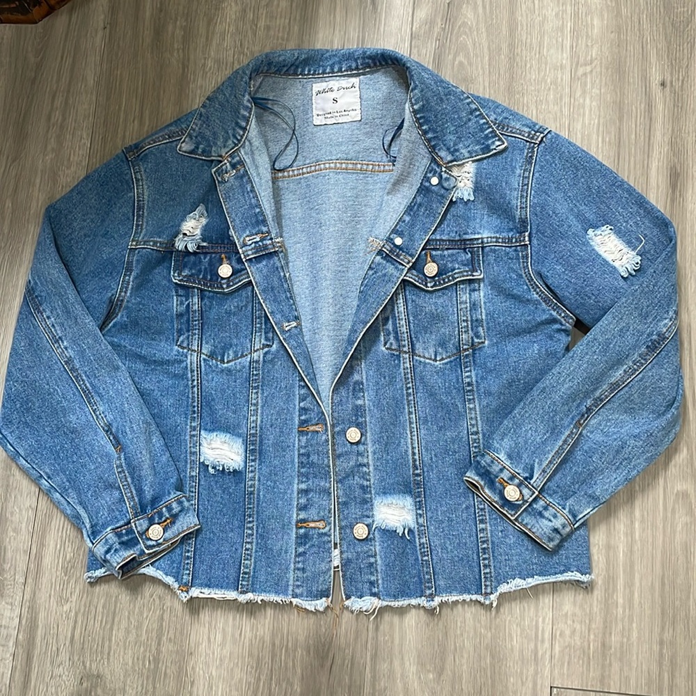 White Birch Destructed Jean Jacket
